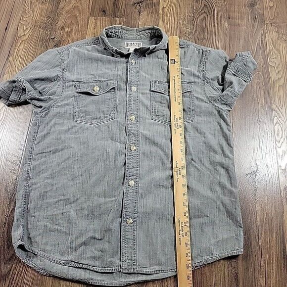 Duluth Trading Co Shirt Mens Large Gray Button Up Short Sleeve Cotton Camp - Picture 5 of 7